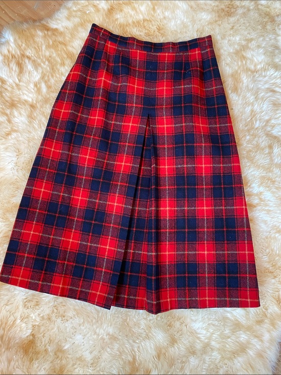 Pendleton Dresses & Skirts - Vintage Pendleton Red and Navy Plaid A-Line Skirt